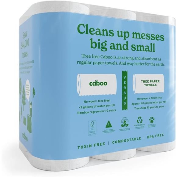 Tree Free Bamboo Paper Towels,6 Rolls,Earth Friendly Sustainable Paper Towels - Picture 3 of 7